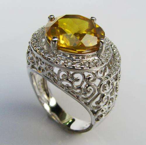 ***R1 700*** SOLID SILVER (925 ) CITRINE HUGE RING SIZE O