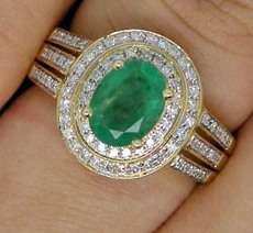 EXQUISITE!! Last one!! 2.16CT Solid 14kt Yollow Gold Diamond & Emerald Ring