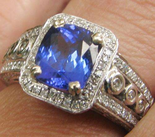 14Kt W/Gold 2.95CT Diamond and Tanzanite Mount Ring