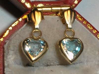 ***R1 800*** Stunning 9ct gold blue topaz dropper earrings