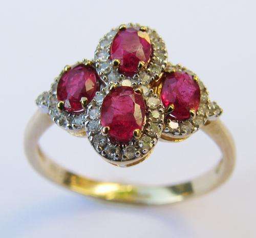 ***R26 000*** SUPERB 9CT GOLD RUBY & DIAMOND DECO RING SIZE N