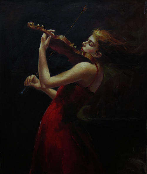 GORGEOUS!!!!! Music Night,Original Oil Painting by D. West,50 X 60 cm