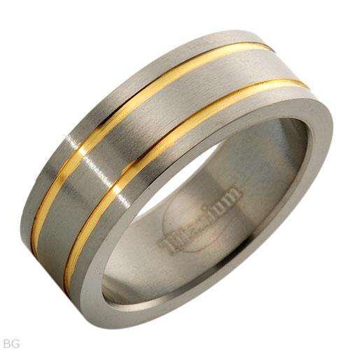 Irresistible Brand New Gentlemens Band Ring 14K/Ti Gold plated Titanium