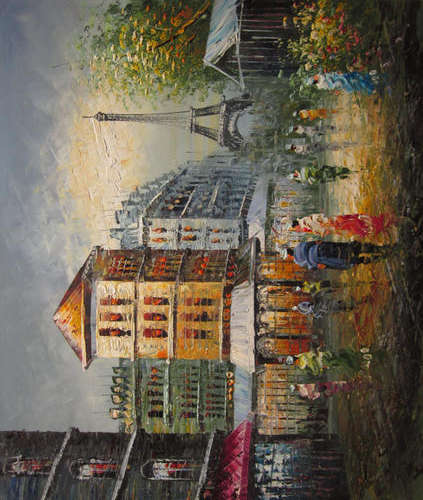 Paris Street Oil Painting by M. Tim, 51cm x 61cm
