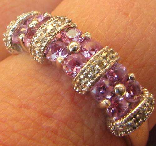 9CT GOLD PINK SAPPHIRE & DIAMOND ETERNITY RING