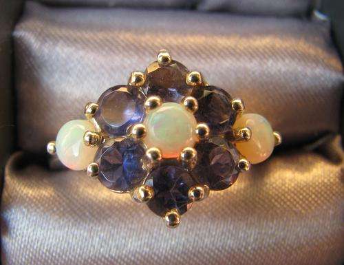 SILVER 925 REAL TANZANITE & OPAL RING SIZE