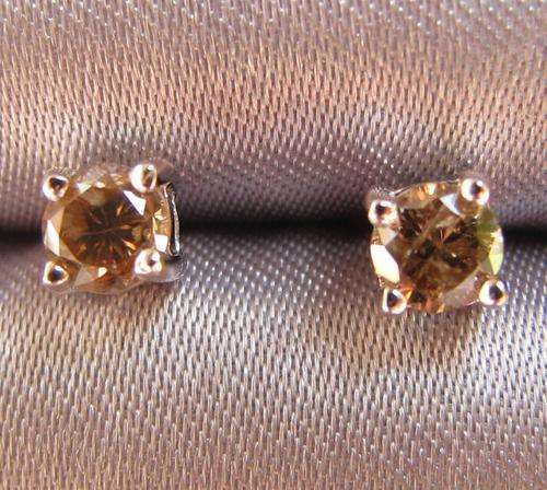 0.25ct Genuine Champagne Diamond .925 Sterling Silver Earings
