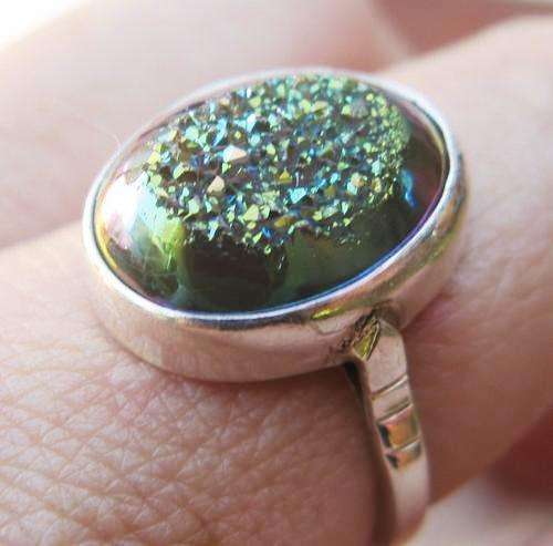 ***R1 900*** TITANIUM DRUZY 925 STERLING SILVER RING