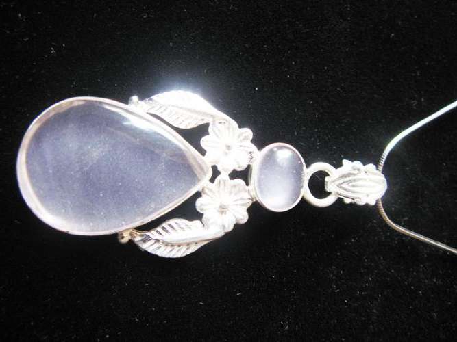 ***R1 800*** SMART ROSE QUARTZ 925 STERLING SILVER ARTISAN PENDANT