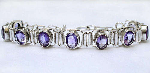 ***R3 900*** 16cttw AMETHYST 925 STERLING SILVER ARTISAN LINK BRACELET