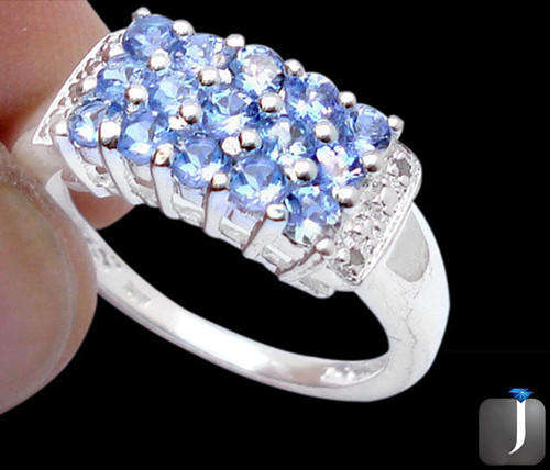 ***MONEY BACK GUARANTEE*** DIAMOND BLUE TANZANITE ROUND 925 STERLING SILVER ARTISAN RING