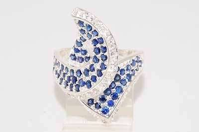 ***R4 800*** Size 8 - 5.62CT REAL SAPPHIRE & WHITE TOPAZ RING STERLING SILVER
