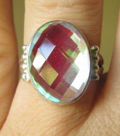 ***R1 400*** BLING MYSTIC TOPAZ 925 SILVER RING