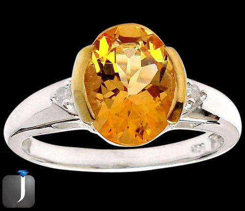 2.6cts REAL DIAMONDS AND YELLOW CITRINE OVAL 925 STERLING SILVER ARTISAN RING Sz 8