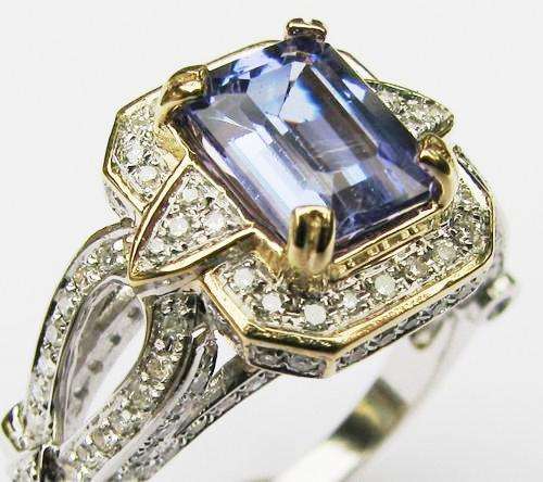 ***MONEY-BACK GUARANTEE*** 14Kt Two Tone 2.70Ct Diamond and Tanzanite Ring