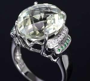 ***IN A DIFFERENT CLASS!!!*** 9.4ctDELUXE REAL GREEN AMETHYST SAPPHIRE GOLD AND SILVER RING
