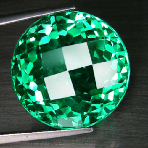 WONDERFUL 28ct ROUND CHECKER BOARD GREEN AMETHYST