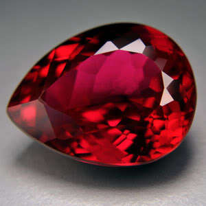 24.80ct.AWESOME BLOOD RED RUBY PEAR GEMSTONE