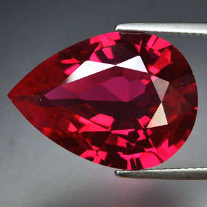 13.70ct. AWESOME BLOOD RED RUBY PEAR GEMSTONE