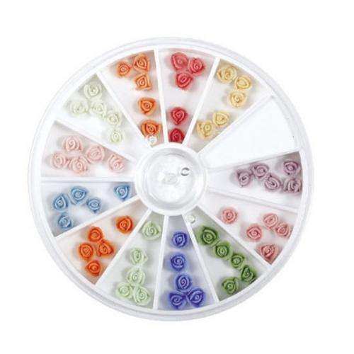 3D FLOWER WHEEL DESIGNS-5MM 3D C FLOWER 12 COLOR 3DC-W NAIL ART