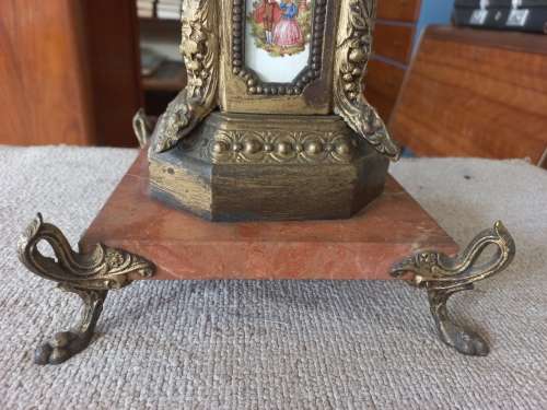 Large Vintage French Rococo Style Gilt Table Lamp on Marble Base