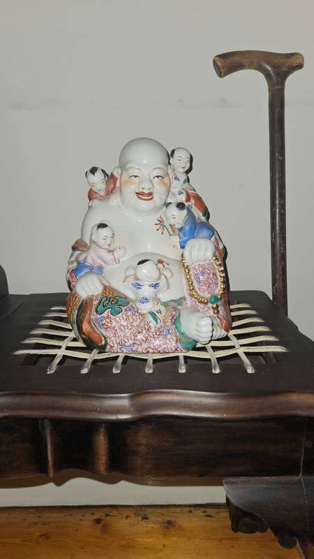 Vintage Chinese Porcelain Smiling Buddha with Children