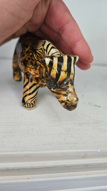 Beautiful small collage ceramics RHINO ornament