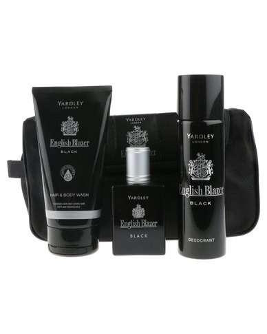English Blazer Black - Perfume Gift set - Toiletry Bag, Hair and Body wash, Body Spay & Perfume