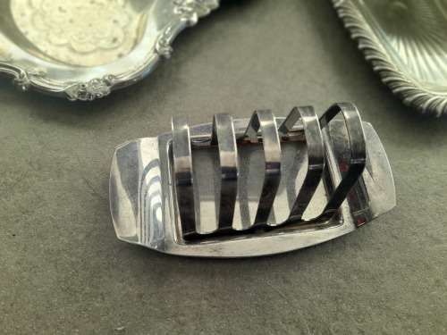 set of 3 Plated silvertoast rack,butter dish and plate
