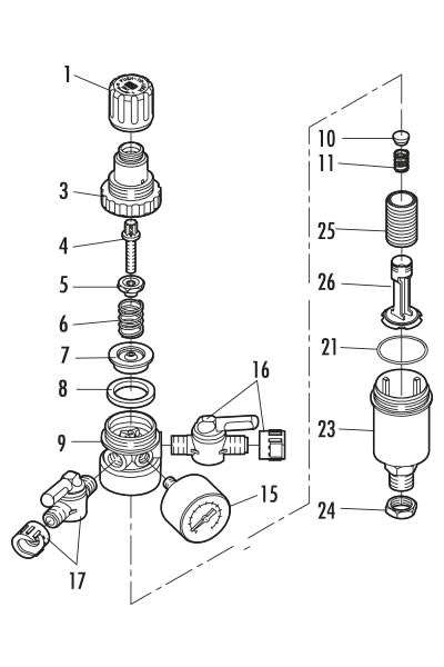 GAV RPF187 Pressure reducing valve with filter and pressure gauge ø 40 and two in-line cocks