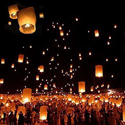 SKY LANTERN 10 Pc. High Quality CHINESE Sky Lanterns with High quality Fuel Tablet - 1 Pack of 10pc