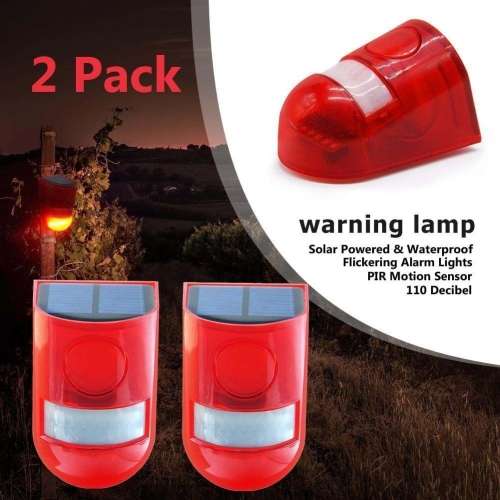 2 x Outdoor Solar Motion Detector, outdoor waterproof, 110db sound alarm