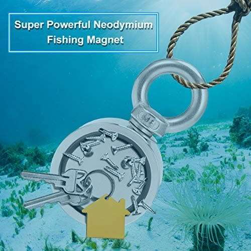 Magnet Fishing set - 300kg pulling force Double sided Neodymium Extra Strong Magnet 94mm