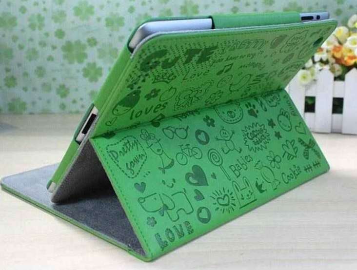 iPad 2 or 3 , "NEW" Cartoon cover, case, PU leather fabric protection - soft and smooth but strong