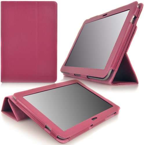 Samsung P5100 Galaxy 10.1 cover, case,  fabric protection Pink PU Leather - Tri fold cover