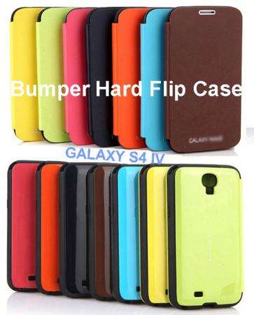 S4 Samsung Galaxy French Bumper Flip case cover for S 4 i9500, anti shock + free screen protector