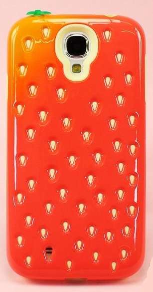 S4 Samsung Galaxy Red Strawberry case cover for S 4  i9500, + free screen protector