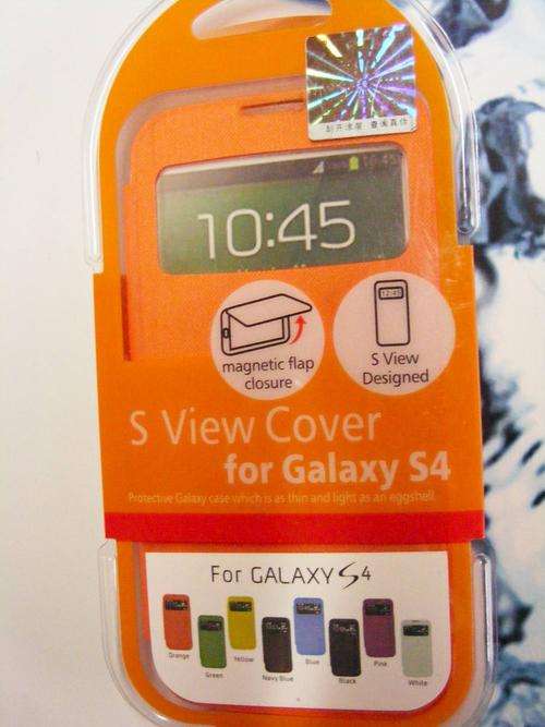 S4 Samsung Galaxy s-view Flip cover Orange S 4 i9500 with magnetic flap closure