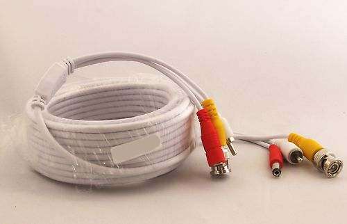 30m CCTV Security AV Audio Video BNC RCA Power DC DVR Camera Cable - white - ready to use