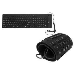 Waterproof Flexible Black keyboard USB. foldable keyboard.