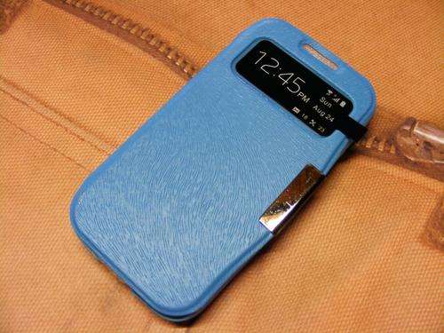 Samsung Galaxy S4 Mini i9190 - S View flip Cover, magnetic sleep flip,Blue,+ free S 4 Screenguard