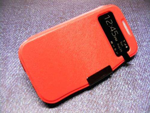 Samsung Galaxy S4 Mini i9190 - S View flip Cover, magnetic sleep flip, RED,+ free S 4 Screenguard