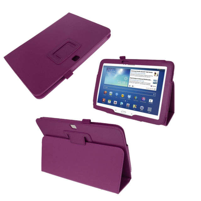 T531 - T535 New Samsung Galaxy Tab 4   10.1 PU Leather cover, case,  fabric protection , Purple