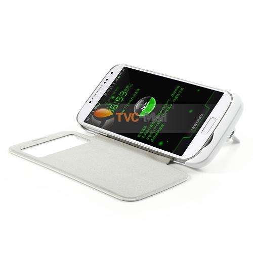 3500mAh S4 Samsung Galaxy Power bank case with S View window - Flip case color White S 4  i9500