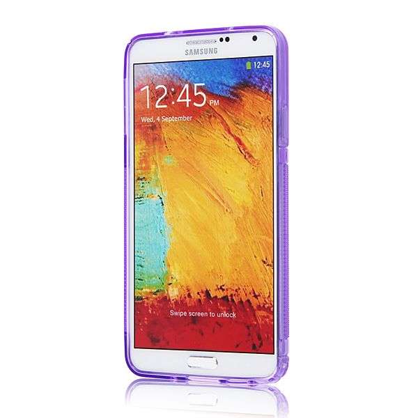 Samsung Galaxy NOTE 3 N9000, 9002, 9005, Soft TPU Silicon Purple Back Cover + Free Screen protector