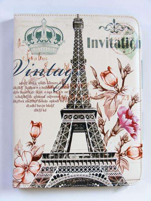 Samsung Galaxy Tab 3 Book cover, Vintage Paris - Old times Eiffel Tower Design, fabric  for P5200