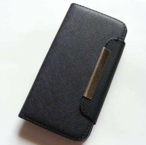 Huawei P6 - Black Wallet Book Cover + free screen protector