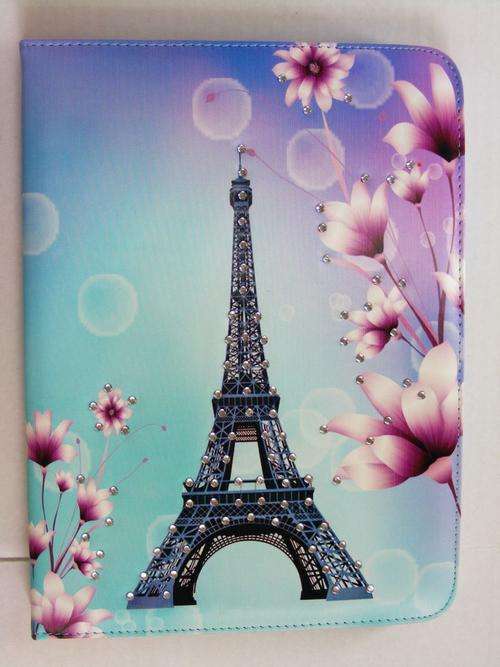 Samsung Galaxy P5200 Tab 3 Book cover, Paris - Eiffel Tower Blue/Purple Design, for P5200