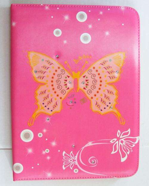 Samsung Galaxy P5200 Tab 3 Book cover, Paris - Eiffel Tower Pink with Butterfly Design, for P5200