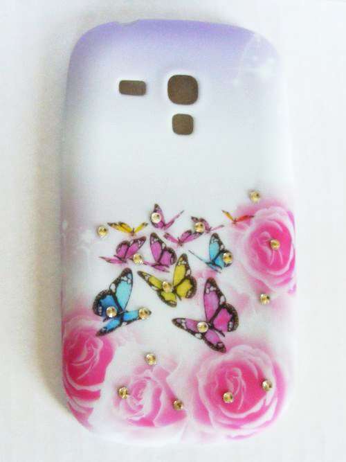 Colorful Butterfly Soft TPU Silicon Back white Case Cover for Galaxy S3 Mini i8190